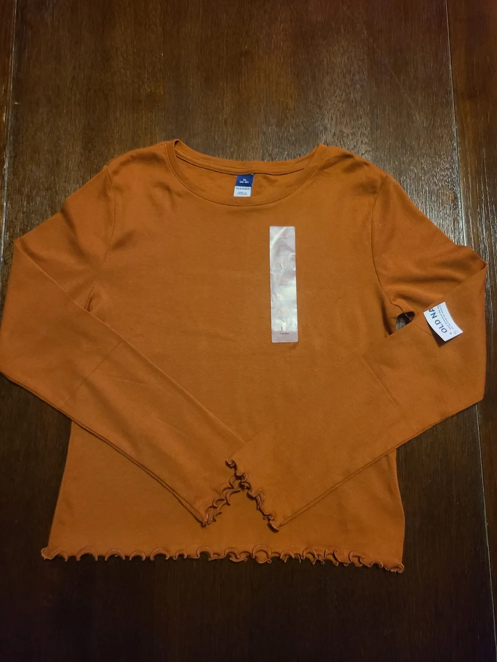 Old Navy NWT Girl's Long Sleeve Ruffle Hem Top - Rust - XL